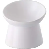 Famanu – Verhoogde kattenvoerbak van keramiek, ondiepe kom voor katten, stressvrije kittenkom, magnetron- en vaatwasserbestendig, 12 cm, wit