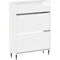 vidaXL Schoenenkast ZWOLLE 78 x 24 x 103 cm Bewerkt hout Hoogglans Wit
