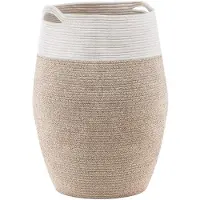 Famanu – Grote geweven wasmand van katoenen touw, hoogte 25,6 cm, ideaal voor wasgoed, voor wasserette of slaapkamer, bruin