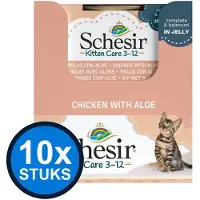 Schesir 10x - Kitten Care 3-12 - Kattenvoer - Gelei in zakje - Kip - 85g