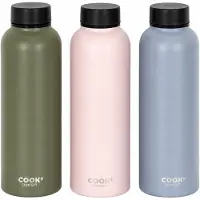 Cook Waterfles/ drinkfles/ thermofles/ warm &koud dranken 50cl/500ml kleur kiwi groen/zwart