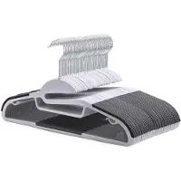 Famanu – Set van 20 S-Vormige Plastic Hangers - Met Rubberen en Horizontale Staaf, Antislip, 360° Draaibaar, Ruimtebesparend voor Volwassenen, Zwaar Belastbaar