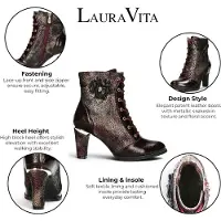 LAURA VITA Alcbaneo 173 wine dames veterboots gekleed