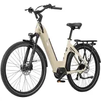 TTGO C7 SE Elektrische Stadsfiets - 28" Banden - 250W Bafang Middenmotor - 36V18Ah Accu - Bereik tot 140km - Shimano 9 Versnellingen - Beige