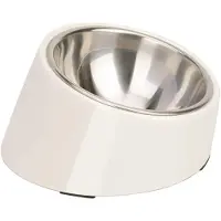 Famanu – Mess free 15° schuine kom voor honden en katten, gekantelde voerbak, antislip en morsen, 0,5 kop wit, ideaal voor comfortabel voeden