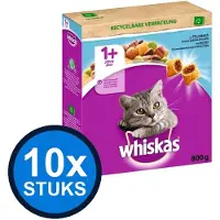 Whiskas 10x - 1+ droog adult tonijn 800gr - Kattenvoer - 800 g