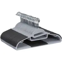 Famanu – Plastic kledinghangers met rubberen coating, set van 50 stuks, grijs