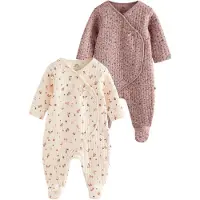 Next - Meisjes - Set van 2 gewatteerde babypyjama's met omslag - Bruin