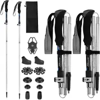 Famanu – Vouwbare aluminium wandelstokken set van 2 stuks, telescopisch 110–125 cm, lichtgewicht en stevig, ideaal voor bergbeklimmen en wandelen