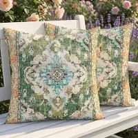 Famanu – Set van 2 waterdichte buitenkussenhoezen, 50 x 50 cm, boho decoratieve kussenhoezen, dubbelzijdig patroon