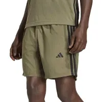 Adidas - Workout Essentials Base 3 Stripes Woven Short - Short S - Length: 7'', olijfgroen