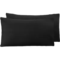 Famanu – Set van 2 microvezel kussenslopen 50 x 80 cm, zwart, zacht en onderhoudsvriendelijk, wasbaar op lage temperatuur