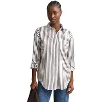 Gant Dames Relaxed Fit klassiek gestreept popeline overhemd wit (44), Casual, Katoen, Lange mouwen 4300239