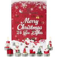 Famanu – Adventskalender met theelichten, 3D kersttheelichtjes voor een sfeervolle kerstdecoratie