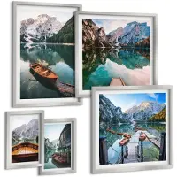 Wallfluent 5-Delige Schilderij Set - Uitzicht Op De Bergen Met Een Rivier En Herfstbomen. - 20 x 30 cm - Stijlvolle Muurdecoratie - Slaapkamer - Decoratieve Schilderijen