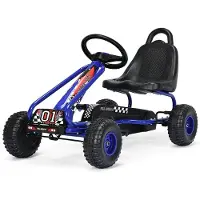 Costway Gocart met verstelbare zitting, skelter met handrem, trapauto, belastbaar tot 30 kg, pedaalvoertuig, pedaalvoertuig, kindervoertuig voor kinderen van 3 tot 6 jaar (blauw)