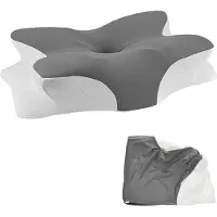 Famanu – Satijnen kussensloop voor neksteunkussen, 63 x 38 x 14 cm, grijs-wit