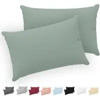 Famanu – Kussenslopen set van 2 stuks, 40x70 cm, 100% katoen jersey, groen, met ritssluiting, Oeko-Tex gecertificeerd