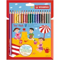 Stabilo Trio Thick - Ergonomisch Kleurpotlood - Met Extra Dikke Kern 4,2 mm - Etui Met 18 Kleuren