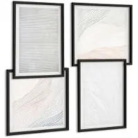 Wallfluent 4-Delige Schilderij Set - Heldere Structuren, Snaarpatronen Op Zand - 40 x 40 cm En 40 x 60 cm - Moderne Wanddecoratie - Slaapkamer - Muurdecoratie