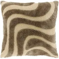 Unique living Sierkussen Maud Teddy - Zacht Golvend Patroon Taupe/Beige