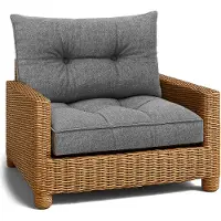 Famanu – Set van buitenkussens voor tuin, zitkussen 60x60 cm en rugkussen 40x60 cm, waterafstotend en gewatteerd voor rotan meubels en loungesets, grijs