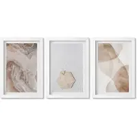 Wallfluent 3-Delige Schilderij Set - Abstracte Vormgeving Geïnspireerd Door De Natuur. - 20 x 30 - Muurdecoratie - Wanddecoratie - Slaapkamer - Moderne Wanddecoratie