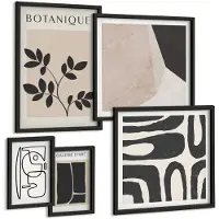 Wallfluent 5-Delige Schilderij Set - Stijlvolle Graphics In Een Minimalistisch Ontwerp Met Natuurthema. - 50 x 50 cm, 20 x 30 cm En 40 x 60 cm - Stijlvolle Wanddecoratie - Interieur