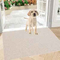 Famanu – Deurmat voor binnen, 80 x 100 cm, antislip en wasbaar, schoonloopmat, waterdichte en absorberende deurmat voor de ingang, voordeur (beige