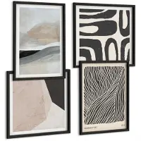 Wallfluent 4-Delige Schilderij Set - Abstracte Patronen, Vormen, Decoratieve Boho-Stijl - 40 x 40 cm En 40 x 60 cm - Schilderijen Set - Wanddecoratie - Woonkamer - Moderne Wanddecoratie