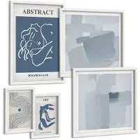 Wallfluent 5-Delige Schilderij Set - Stijlvolle Abstracties En Minimalistische Kunstcomposities - 50 x 50 cm, 20 x 30 cm En 40 x 60 cm - Wanddecoratie - Moderne Interieurdecoratie