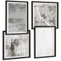 Wallfluent 4-Delige Schilderij Set - Abstracte Vormen En Structuren In Moderne Stijl. - 40 x 40 cm En 40 x 60 cm - Wanddecoratie - Muurdecoratie - Moderne Interieurdecoratie - Stijlvolle Muurdecoratie