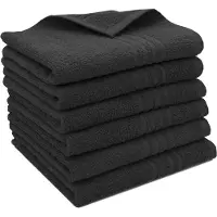 Famanu – Set van 6 gastendoeken van 100% katoen, 40 x 60 cm, zwart, ideaal voor gebruik in de keuken of badkamer, zacht en absorberend