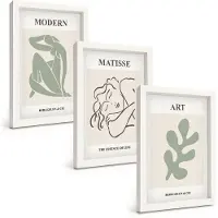 Wallfluent 3-Delige Schilderij Set - Stijlvolle Personages En Planten In Een Minimalistisch Ontwerp. - 20 x 30 - Moderne Wanddecoratie - Woonkamer - Stijlvolle Muurdecoratie