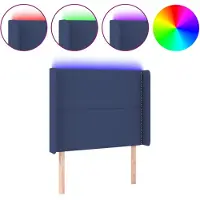 vidaXL Hoofdbord LED 103x16x118/128 cm stof blauw