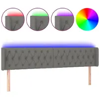 vidaXL Hoofdbord LED 203x16x78/88 cm stof donkergrijs