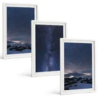 Wallfluent 3-Delige Schilderij Set - Nachtelijke Hemel Met Sterren En Berglandschap - 40 x 60 - Muurdecoratie - Wanddecoratie - Slaapkamer - Decoratieve Schilderijen
