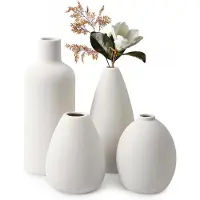 Famanu – Set van 4 unieke keramische bloemenvazen voor moderne thuisdecoratie, stijlvolle vazen voor bloemen en planten