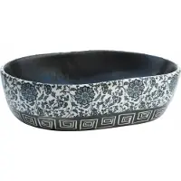 vidaXL Opzetwasbak ovaal 47x33x13 cm keramiek zwart en blauw
