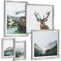 Wallfluent 5-Delige Schilderij Set - Zeezicht Met Griekse Architectuur - 20 x 30 cm - Muurdecoratie - Decoratieve Schilderijen - Wohnzimmer - Stijlvolle Muurdecoratie