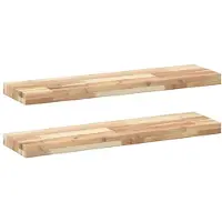 vidaXL Wandschappen 2 st zwevend 100x20x4 cm onbehandeld acaciahout