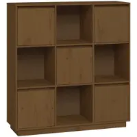 vidaXL Hoge kast, honingbruin, 110,5 x 35 x 117 cm, massief grenenhout