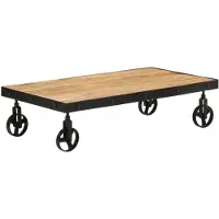 vidaXL Salontafel met wieltjes 100x55x26 cm massief gerecycled hout