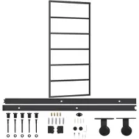 vidaXL Schuifdeur met beslag, veiligheidsglas (ESG) en aluminium, 90x205 cm