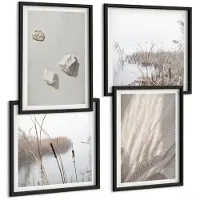 Wallfluent 4-Delige Schilderij Set - Close-Ups Van Moderne Boho-Stijl Structuren - 40 x 40 cm En 40 x 60 cm - Decoratieve Schilderijen - Woonkamer - Interieur - Muurdecoratie