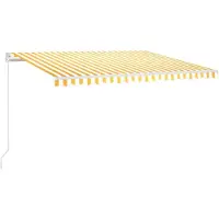 vidaXL Luifel handmatig uittrekbaar met LED 400x350 cm geel en wit