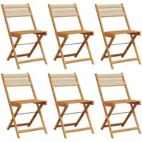 vidaXL Klapstoelen, 6 stuks, beige, massief acaciahout