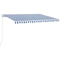 vidaXL Luifel handmatig uittrekbaar 400x350 cm blauw en wit