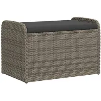 vidaXL Opbergbankje met kussen 80x51x52 cm poly rattan grijs
