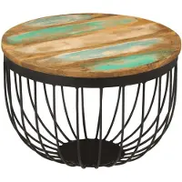 vidaXL Salontafel Ø 50x35 cm massief gerecycled hout en staal